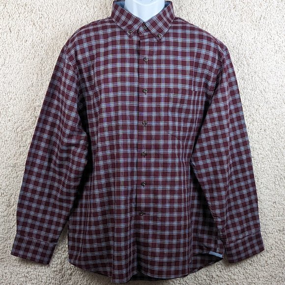 Izod Other - IZOD* Men's Long Sleeve Button Down Curved Hem Chest Pocket Plaid Shirt~ Size XL